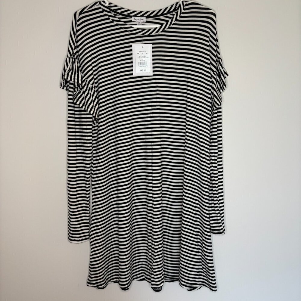 LOVE FIRE NEW Dress Womens XL Black White Stripe Stretch